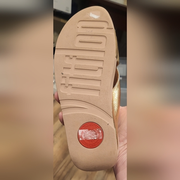 FitFlop Lulu Cross Slide Sandals Rose Gold Size 10 - Picture 6 of 9